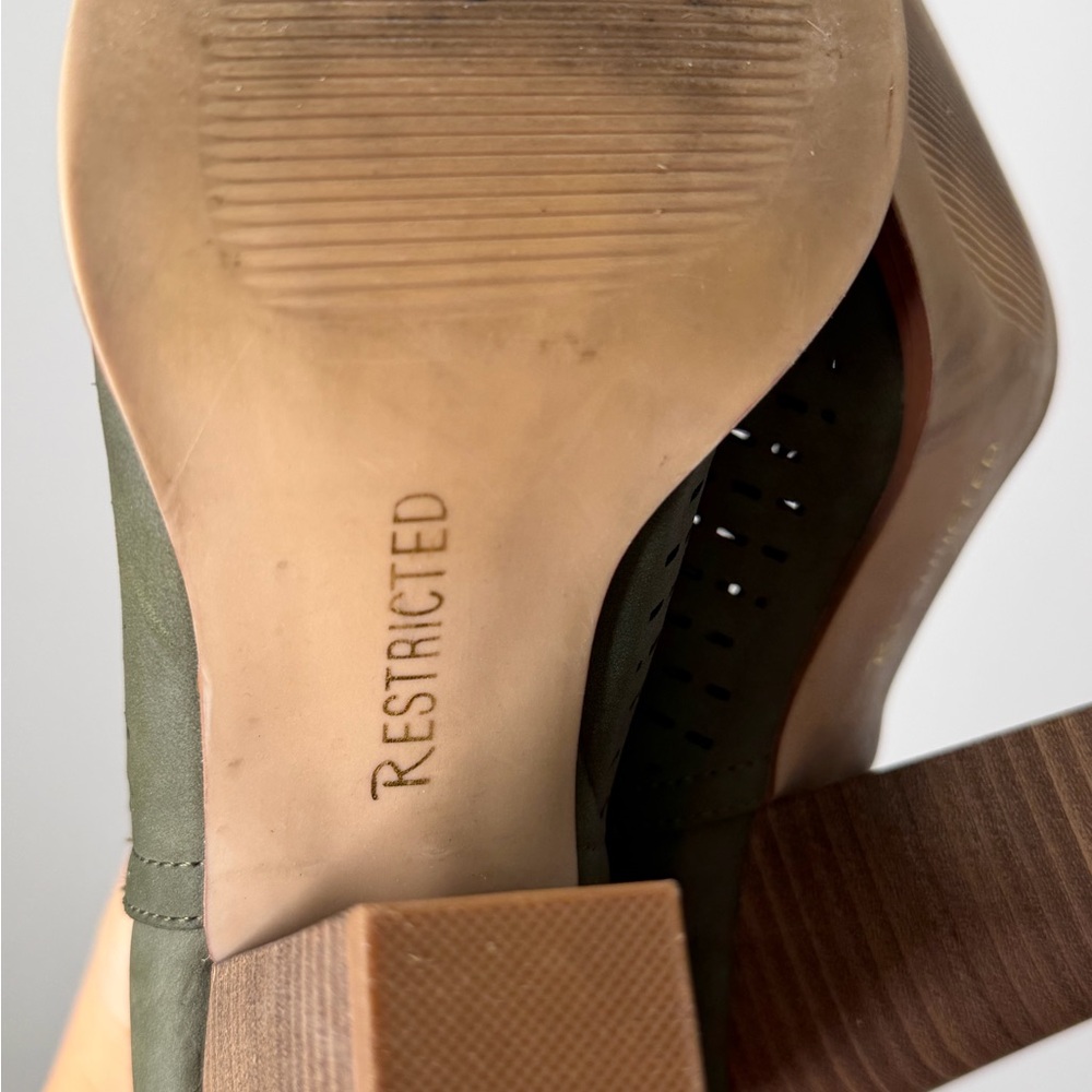 RESTRICTED Olive Peep-Toe Ankle Boots - Picture 8 of 12